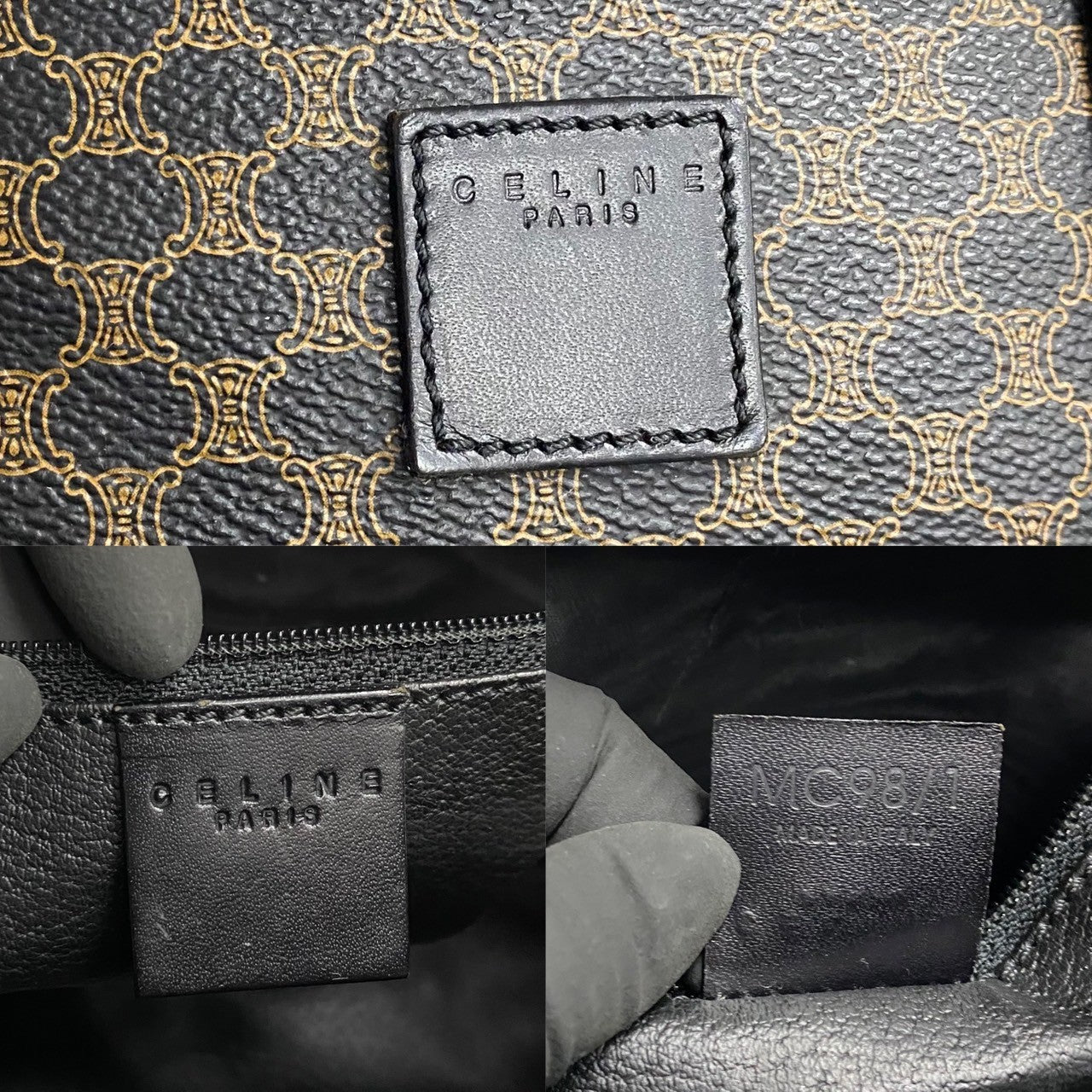 CELINE Handbag leather Brown Macadam Blason Pattern mens(Unisex) Used Authentic
