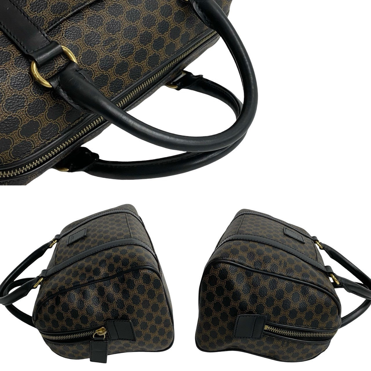 CELINE Handbag leather Brown Macadam Blason Pattern mens(Unisex) Used Authentic