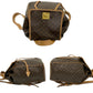 CELINE Backpack Leather, PVC Brown Macadam Blason Triomphe Pattern logo ring Metal Women Used Authentic
