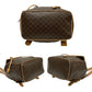 CELINE Backpack Leather, PVC Brown Macadam Blason Triomphe Pattern logo ring Metal Women Used Authentic
