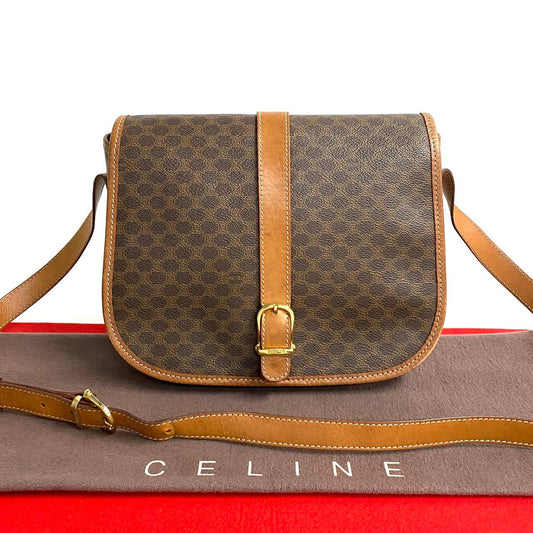 CELINE Shoulder Bag Leather, PVC Brown Macadam Blason Triomphe Pattern mens Used Authentic
