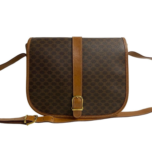 CELINE Shoulder Bag Leather, PVC Brown Macadam Blason Triomphe Pattern mens Used Authentic
