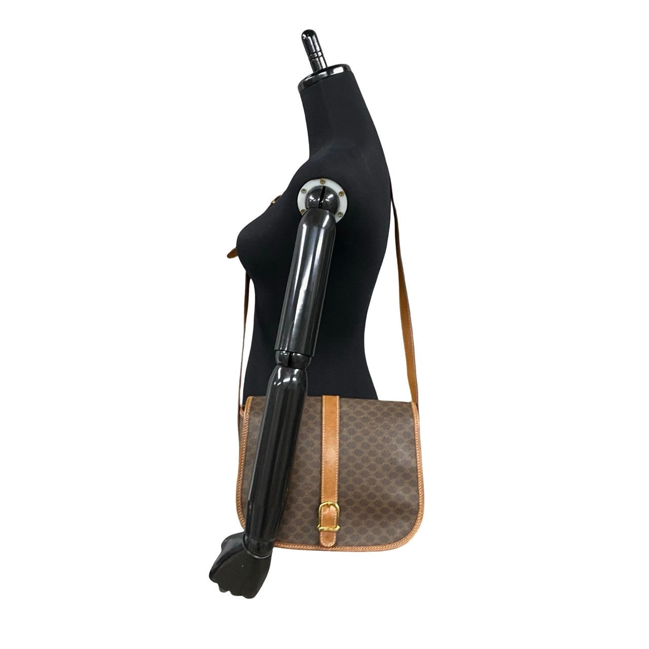 CELINE Shoulder Bag Leather, PVC Brown Macadam Blason Triomphe Pattern mens Used Authentic