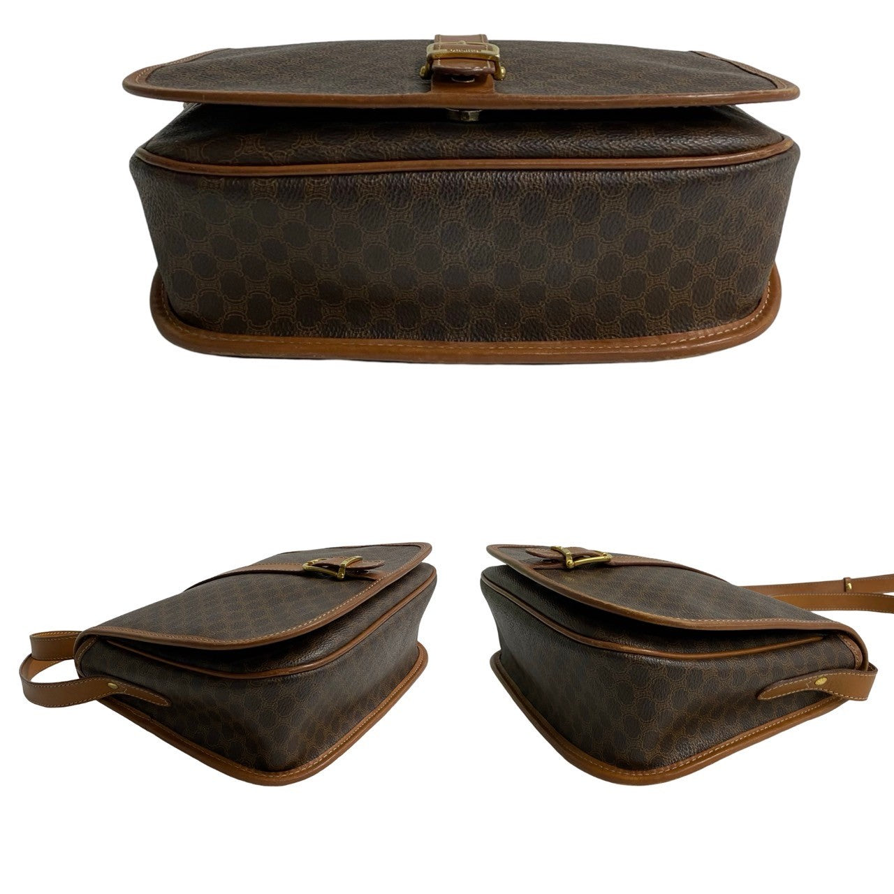 CELINE Shoulder Bag Leather, PVC Brown Macadam Blason Triomphe Pattern mens Used Authentic