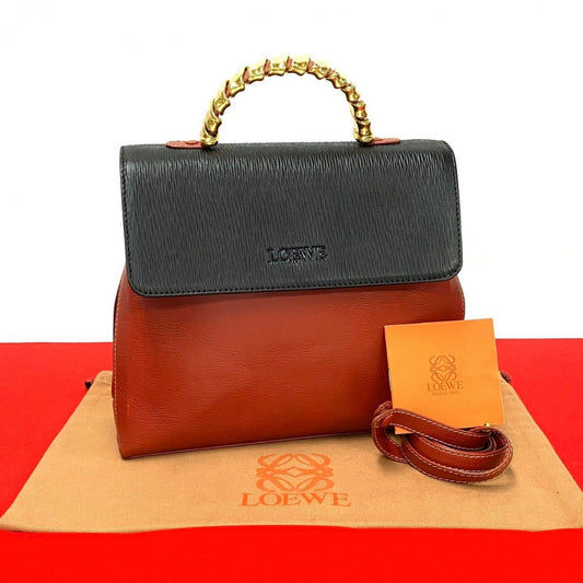 LOEWE Shoulder Bag leather Red Twist handle Velazquez Women Used Authentic