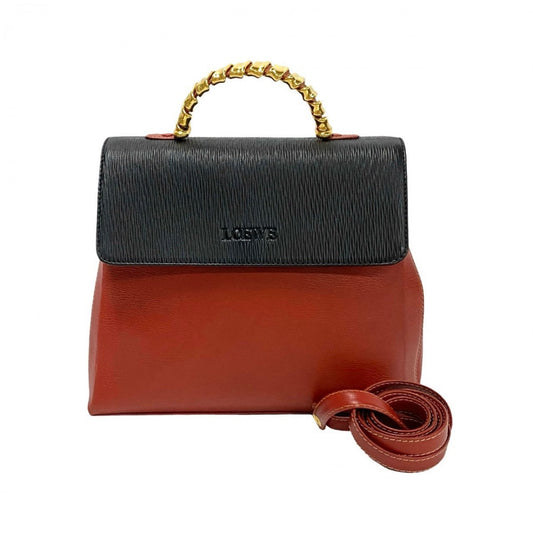 LOEWE Shoulder Bag leather Red Twist handle Velazquez Women Used Authentic