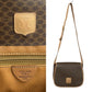 CELINE Shoulder Bag Leather, PVC Brown Macadam Blason Triomphe Pattern Women Used Authentic