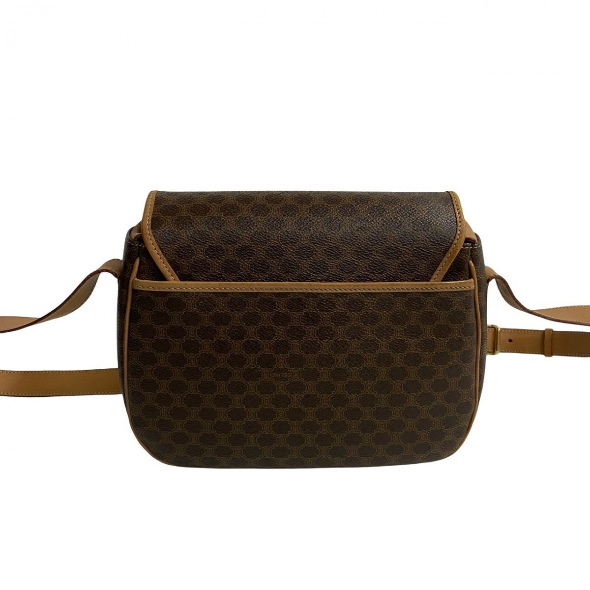 CELINE Shoulder Bag Leather, PVC Brown Macadam Blason Triomphe Pattern Women Used Authentic