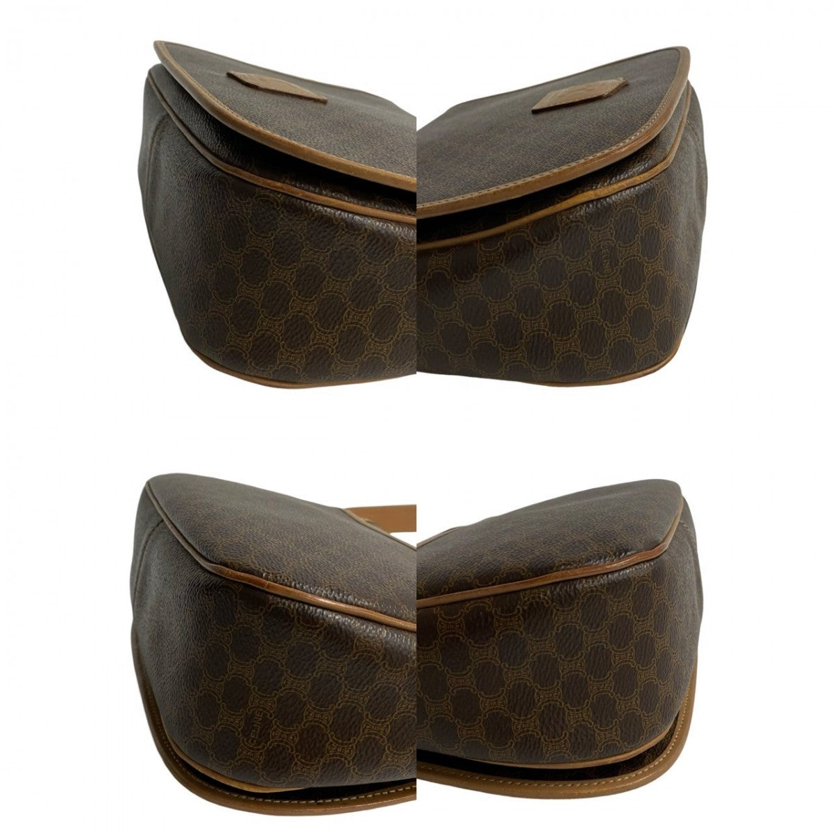 CELINE Shoulder Bag Leather, PVC Brown Macadam Blason Triomphe Pattern Women Used Authentic