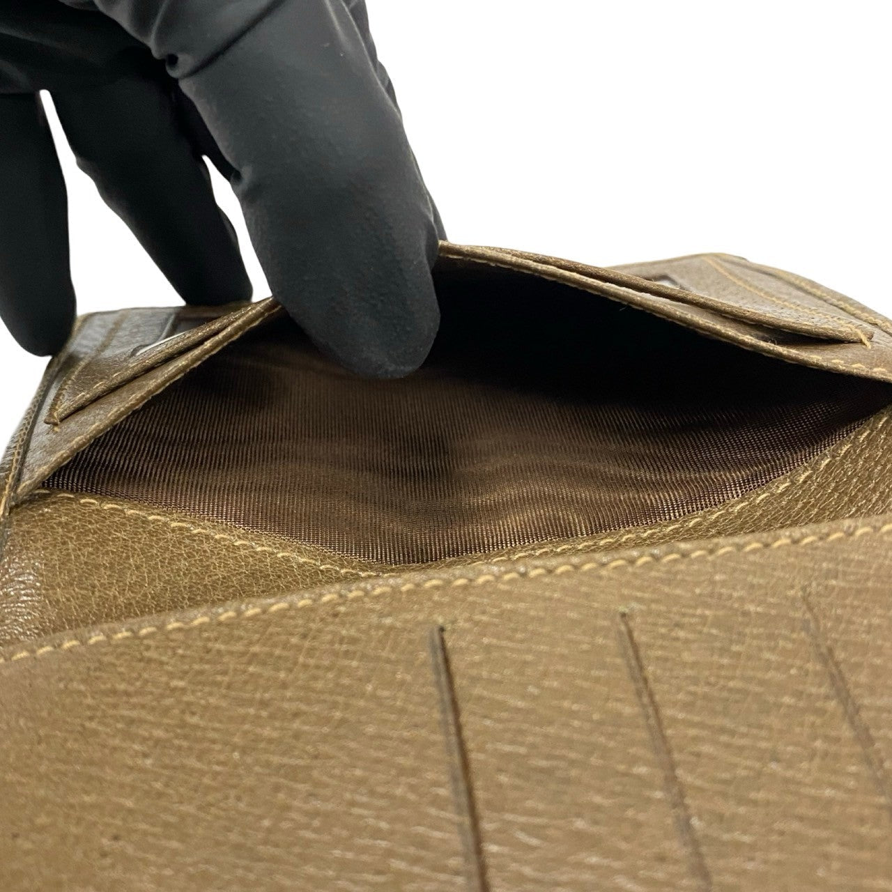 GUCCI Bifold Wallet leather Brown GG logo Sherry line Women Used Authentic