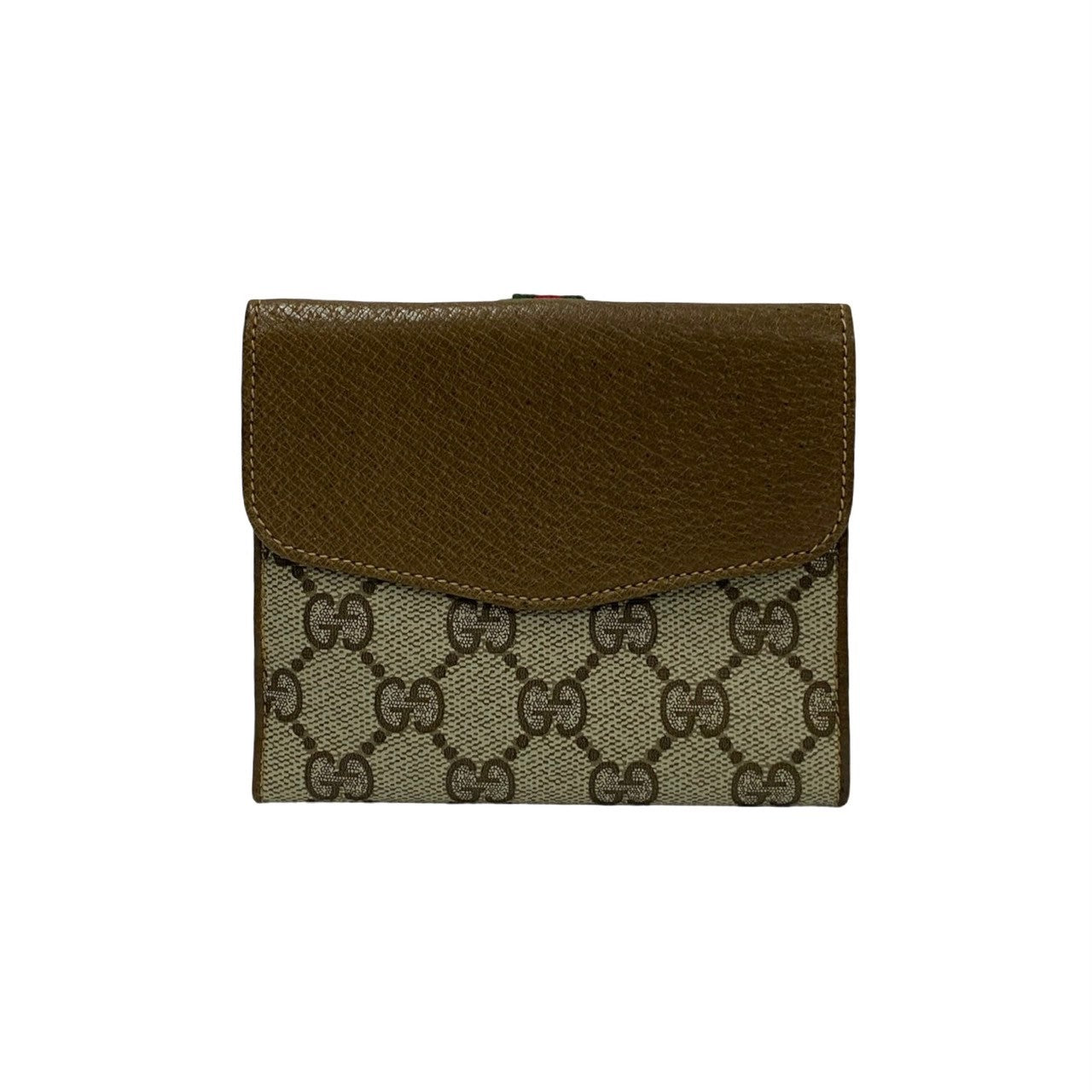 GUCCI Bifold Wallet leather Brown GG logo Sherry line Women Used Authentic