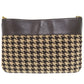 CELINE Shoulder Bag Fabric, Leather Brown Vintage Triomphe Chain Houndstooth Pattern