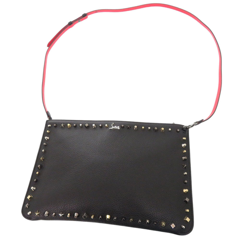 Christian Louboutin Shoulder Bag 3175006 leather black 2WAY clutch bag Women Used Authentic