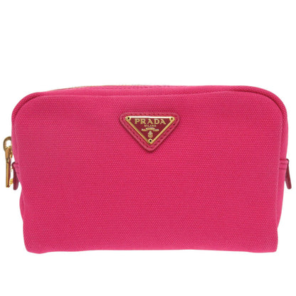 PRADA Pouch canvas pink Triangle logo Women Used Authentic