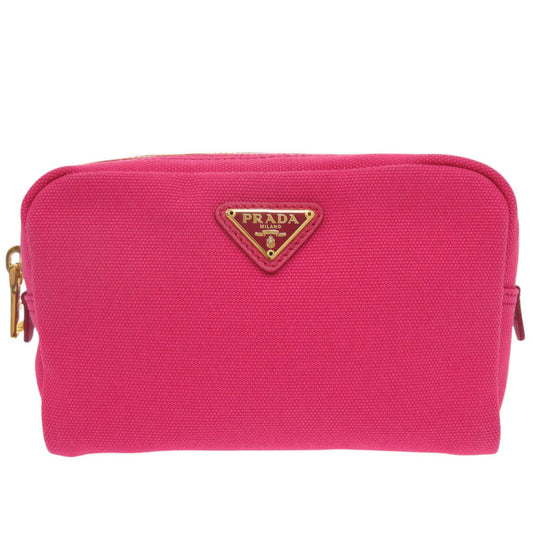 PRADA Pouch canvas pink Triangle logo Women Used Authentic