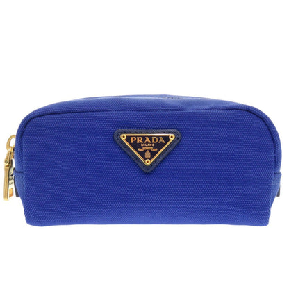PRADA Pouch 1N0175 canvas blue Triangle logo Women Used Authentic