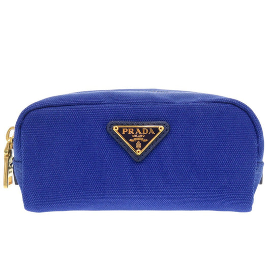 PRADA Pouch 1N0175 canvas blue Triangle logo Women Used Authentic