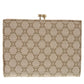 CELINE Tri-fold wallet canvas beige Macadam Pattern Purse Women Used Authentic