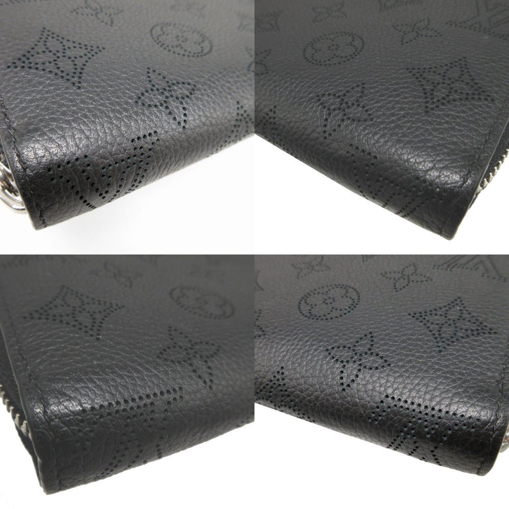 LOUIS VUITTON Long Wallet Purse M61867 Monogram Mahina black Zip Around Monogram Mahina Zippy wallet unisex(Unisex) Used Authentic
