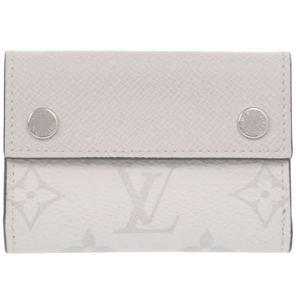 LOUIS VUITTON Tri-fold wallet M67621 Taiga white Monogram Taigalama Discovery Compact Wallet mens Used Authentic