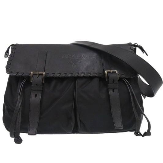 PRADA Shoulder Bag BT0582  leather NERO Crossbody messenger bag mens Used Authentic