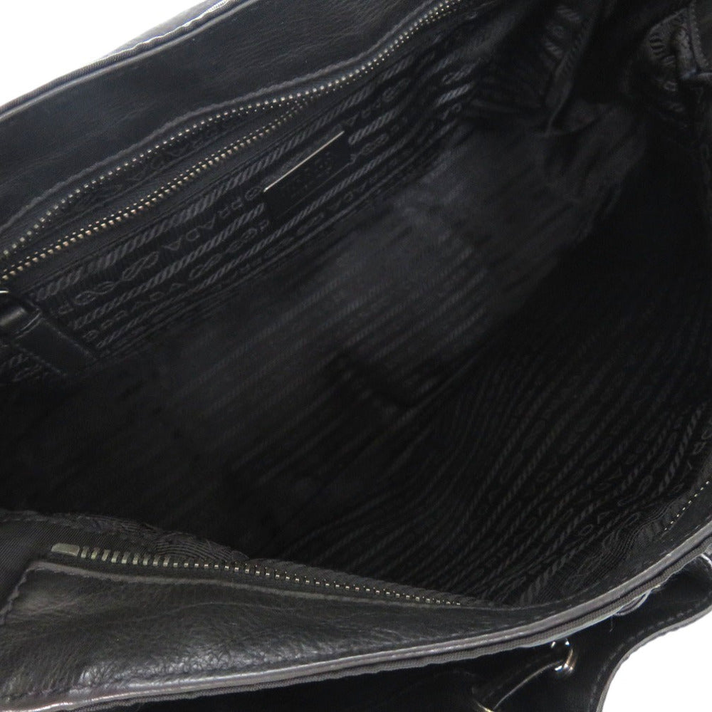 PRADA Shoulder Bag BT0582  leather NERO Crossbody messenger bag mens Used Authentic