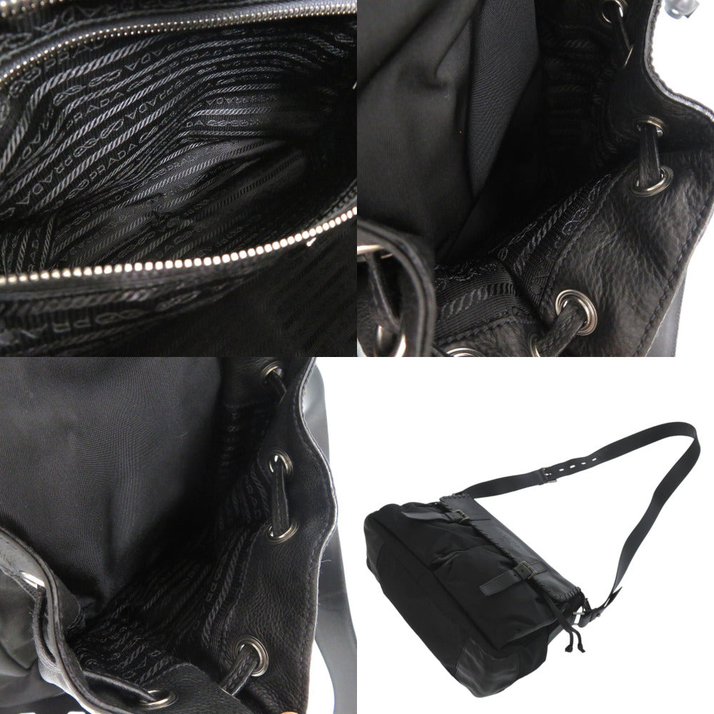 PRADA Shoulder Bag BT0582  leather NERO Crossbody messenger bag mens Used Authentic