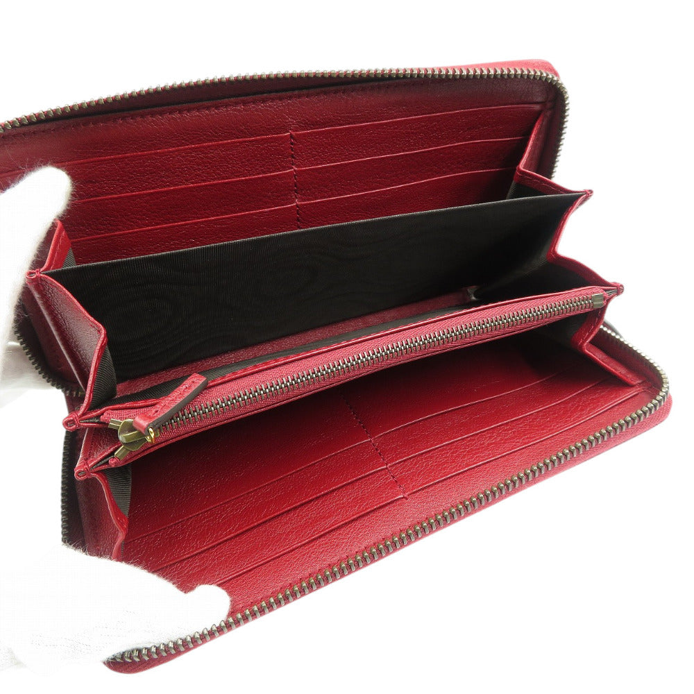 GUCCI Long Wallet Purse 658634 Leather, Bamboo Red