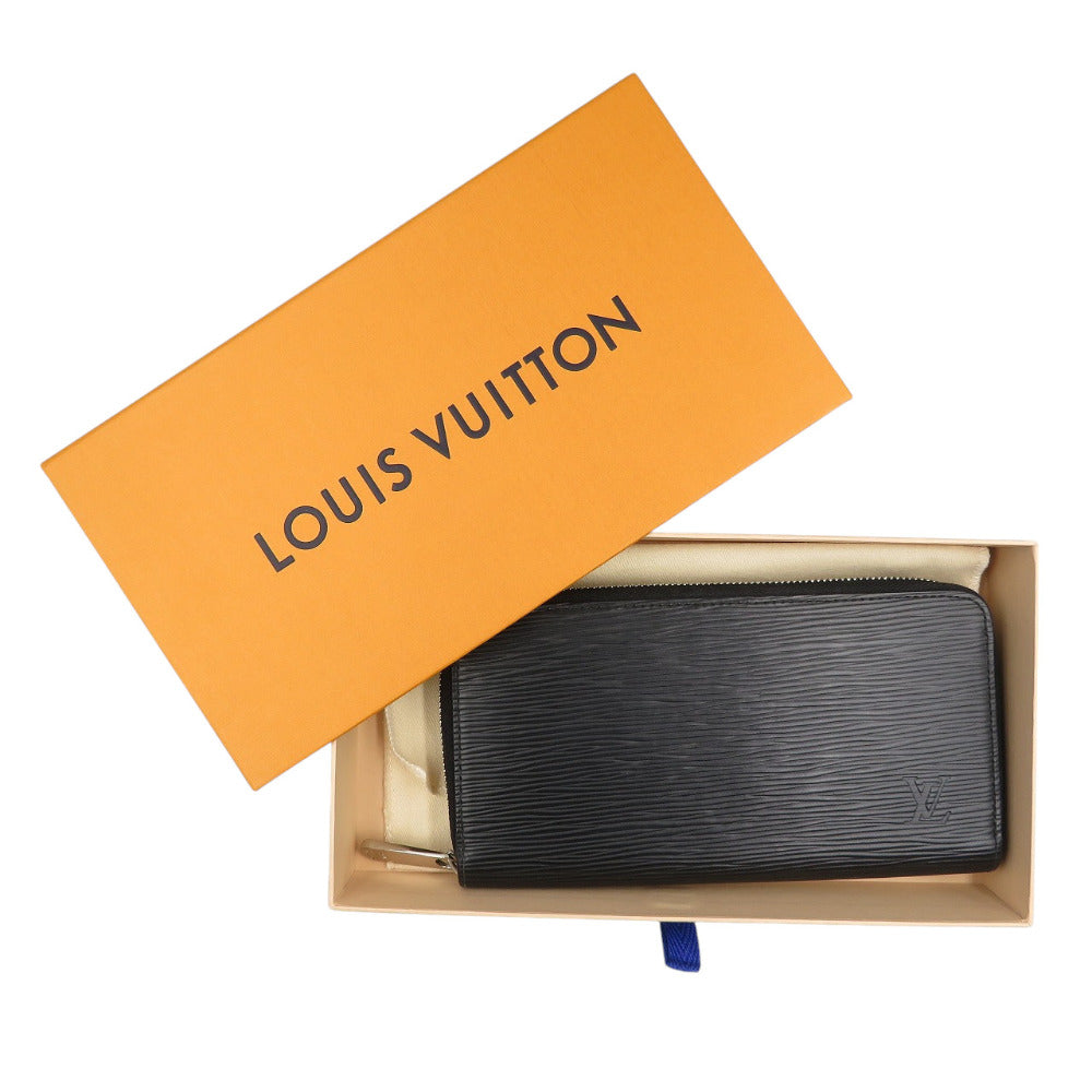 LOUIS VUITTON Long Wallet Purse M61857 Epi Leather Noir Zip Around Epi Zippy wallet unisex(Unisex) Used Authentic