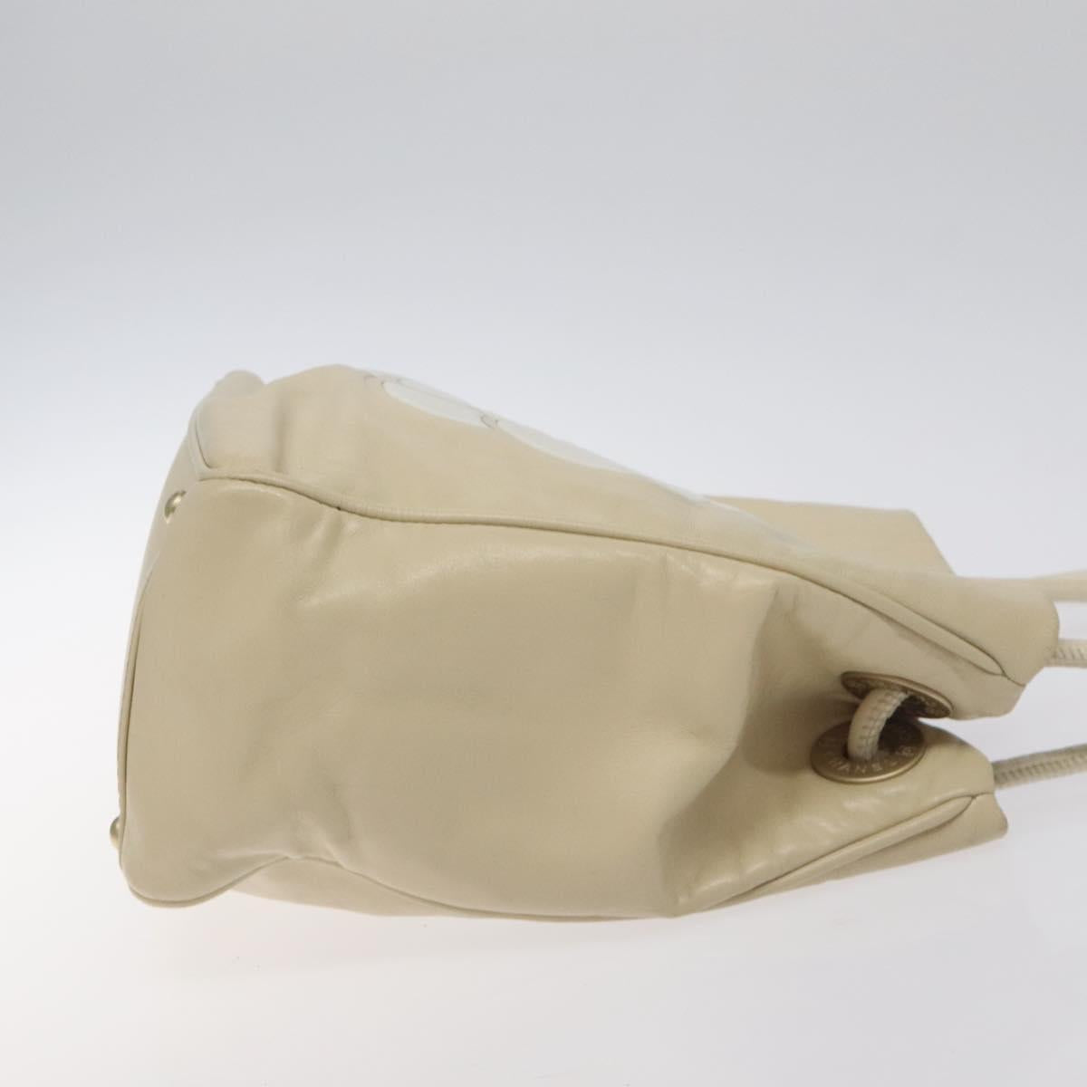 CHANEL Camelia Two Way Shoulder Bag Leather Ivory CC