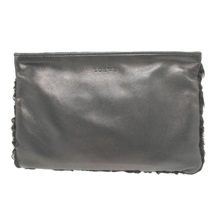 LOEWE Pouch Lamb fur, leather black