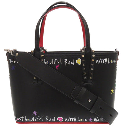 Christian Louboutin Tote Bag Calfskin black Paint Kabata Mini 2WAY Women Used Authentic