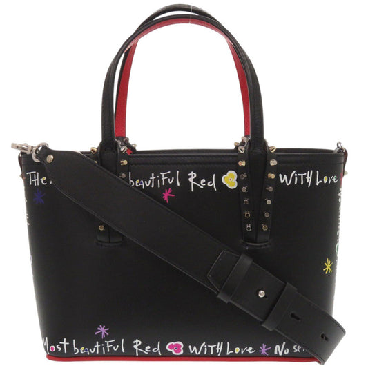 Christian Louboutin Tote Bag Calfskin black Paint Kabata Mini 2WAY Women Used Authentic