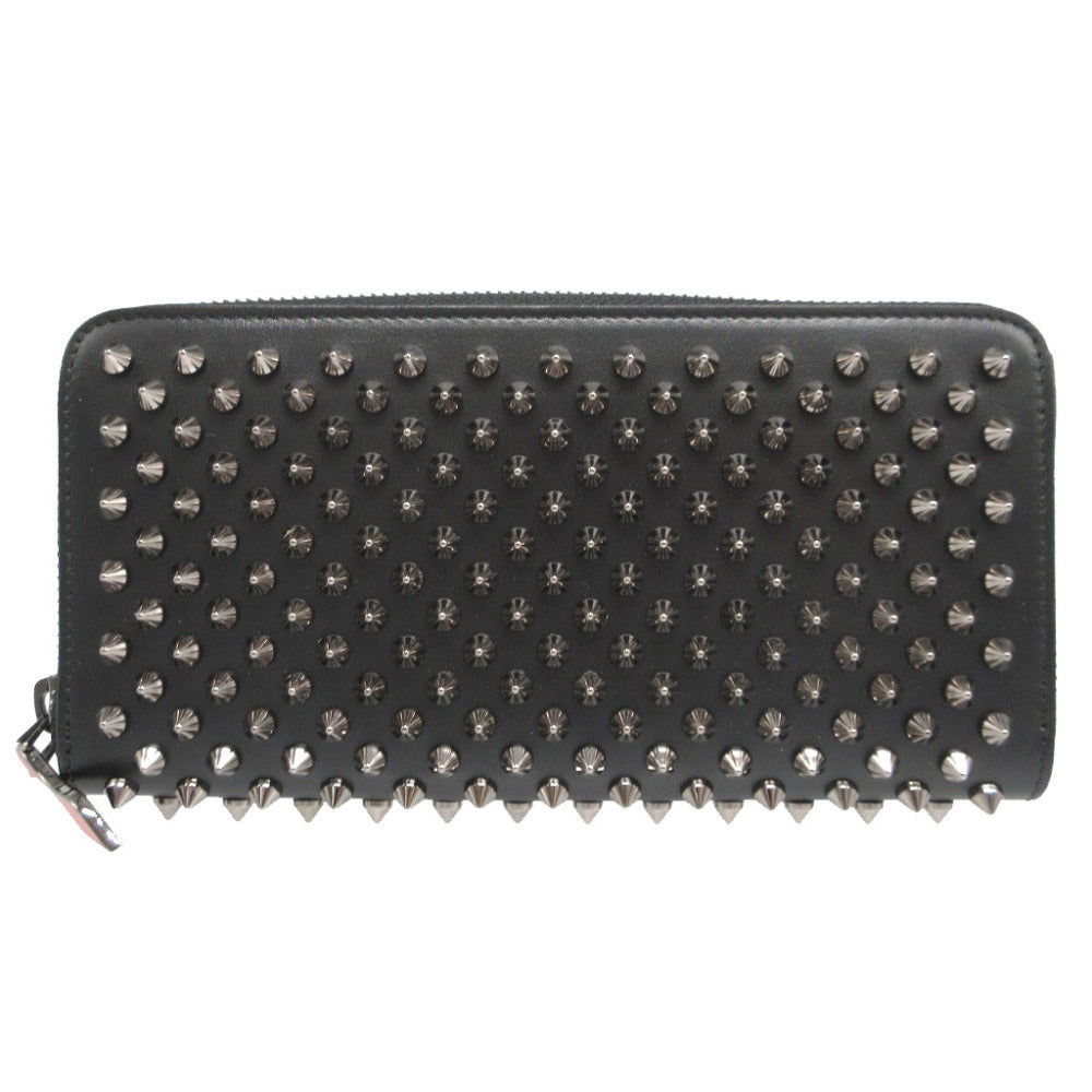 Christian Louboutin Long Wallet Purse leather black Zip Around studs unisex(Unisex) Used Authentic
