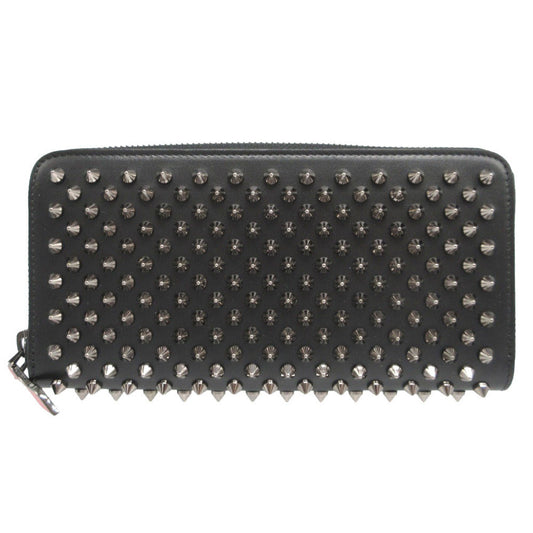 Christian Louboutin Long Wallet Purse leather black Zip Around studs unisex(Unisex) Used Authentic