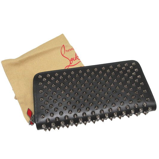 Christian Louboutin Long Wallet Purse leather black Zip Around studs unisex(Unisex) Used Authentic