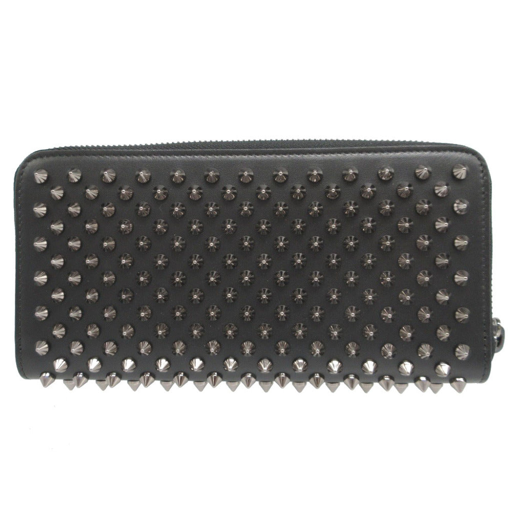 Christian Louboutin Long Wallet Purse leather black Zip Around studs unisex(Unisex) Used Authentic