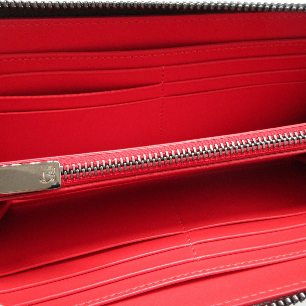 Christian Louboutin Long Wallet Purse leather black Zip Around studs unisex(Unisex) Used Authentic