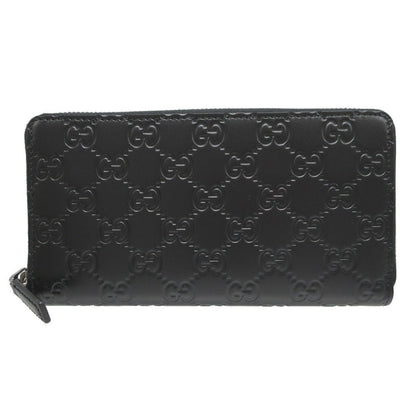 GUCCI Long Wallet Purse 307987 leather black Zip Around Guccisima unisex(Unisex) Used Authentic