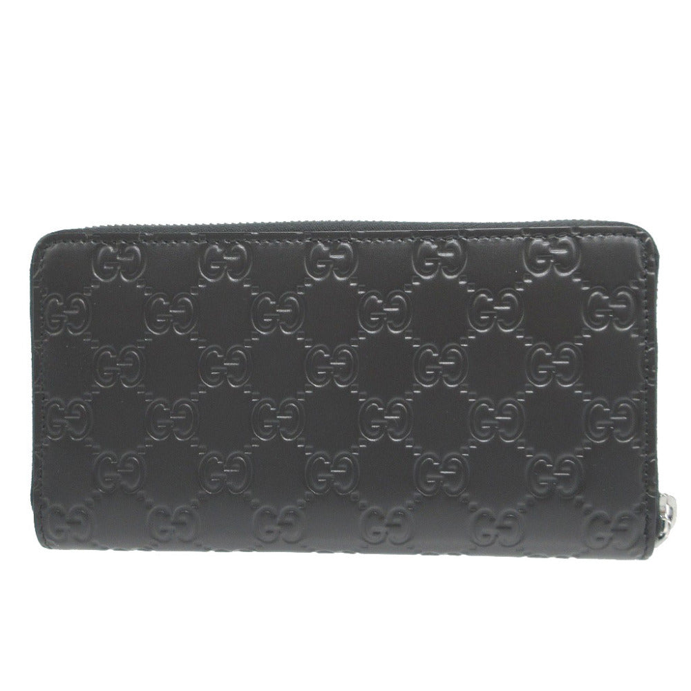 GUCCI Long Wallet Purse 307987 leather black Zip Around Guccisima unisex(Unisex) Used Authentic