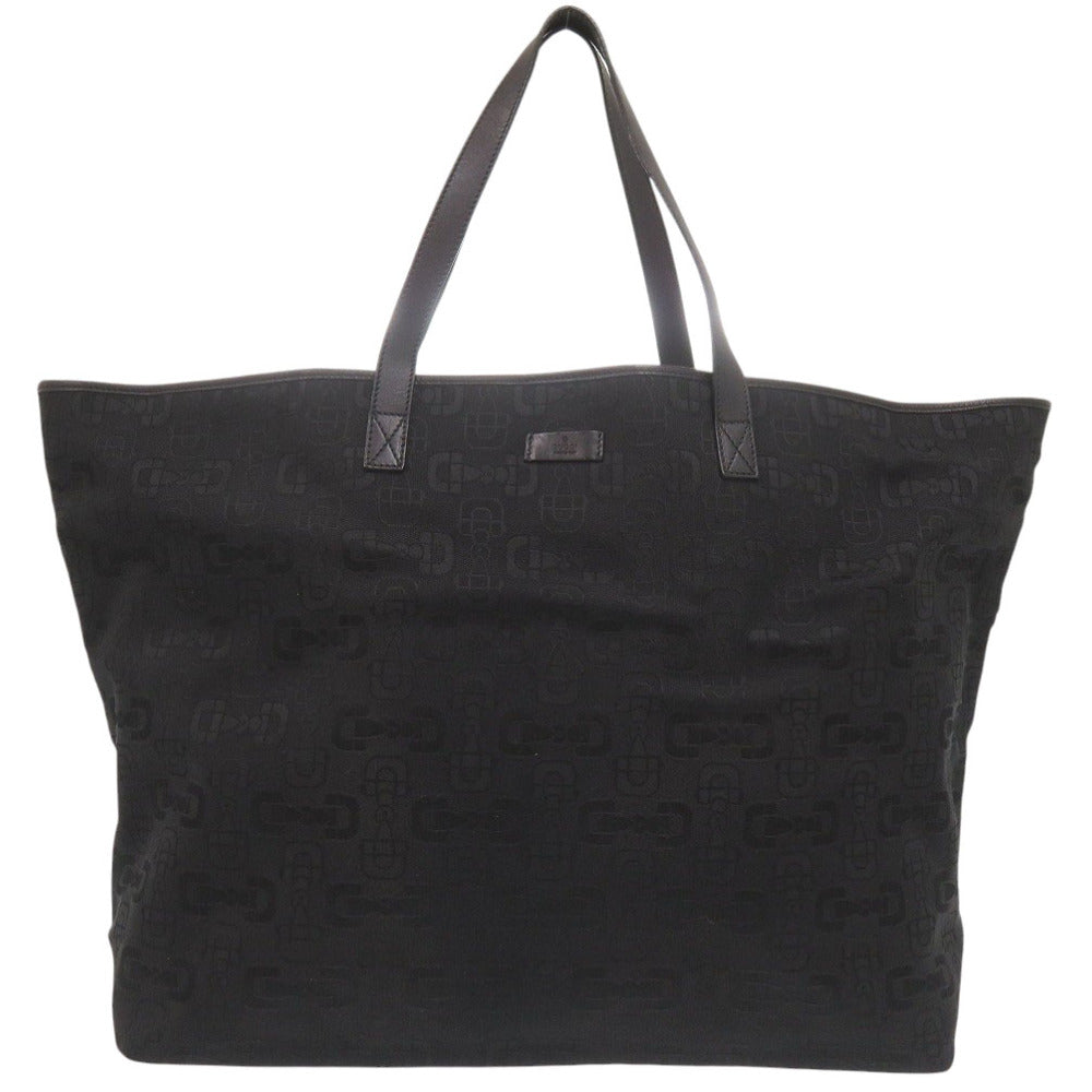 GUCCI Tote Bag 238695 Canvas, Leather black Horsebit Pattern Women Used Authentic