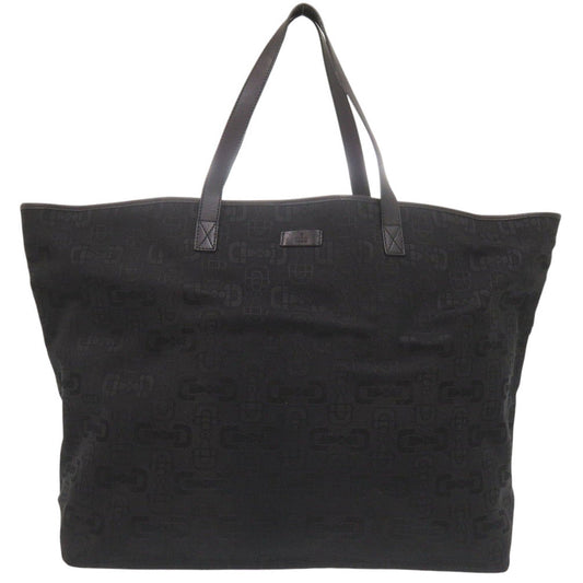 GUCCI Tote Bag 238695 Canvas, Leather black Horsebit Pattern Women Used Authentic