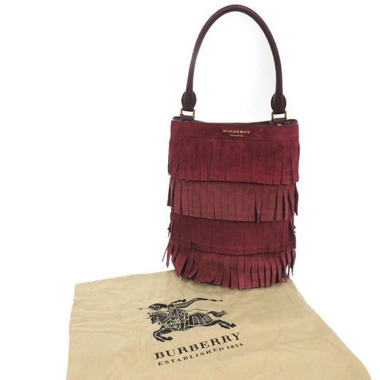 BURBERRY Shoulder Bag Suede, Leather Bordeaux One Shoulder Bag PRORSUM Fringe Women Used Authentic