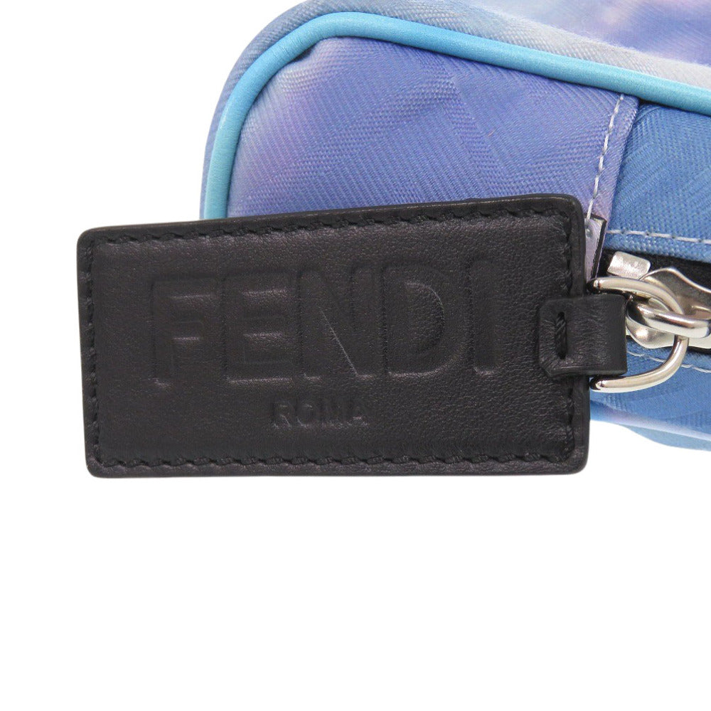 FENDI business bag 7N0116 Fabric , Calfskin Light blue Zucca Pattern Marble FF Logo Pouch unisex(Unisex) Used Authentic