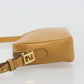 FENDI Shoulder Bag Leather Beige Gold