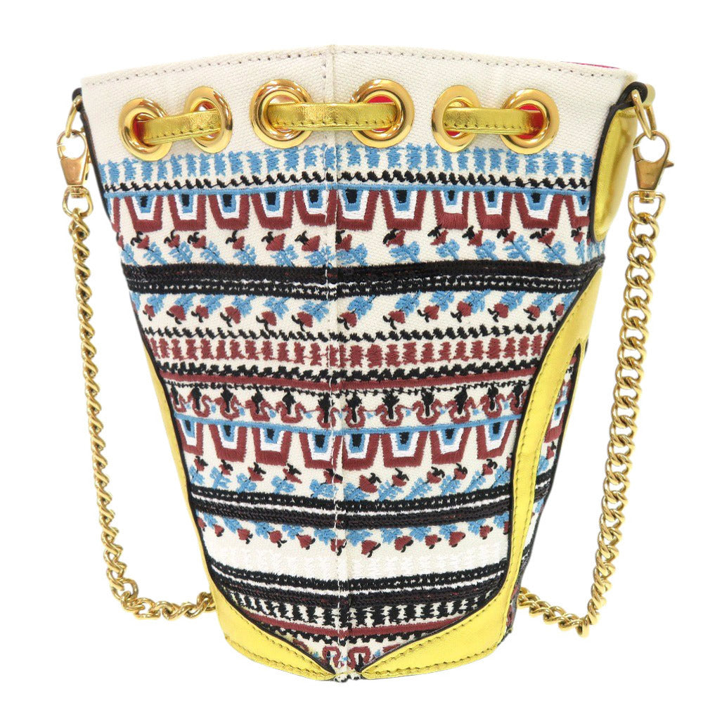 Christian Louboutin Shoulder Bag 3225065 Canvas, Sequins gold Bucket Bag ChainShoulder Bag LOUBIPHORE Women Used Authentic