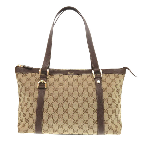 GUCCI Handbag 141470 02026 GG canvas, leather beige Women Used Authentic