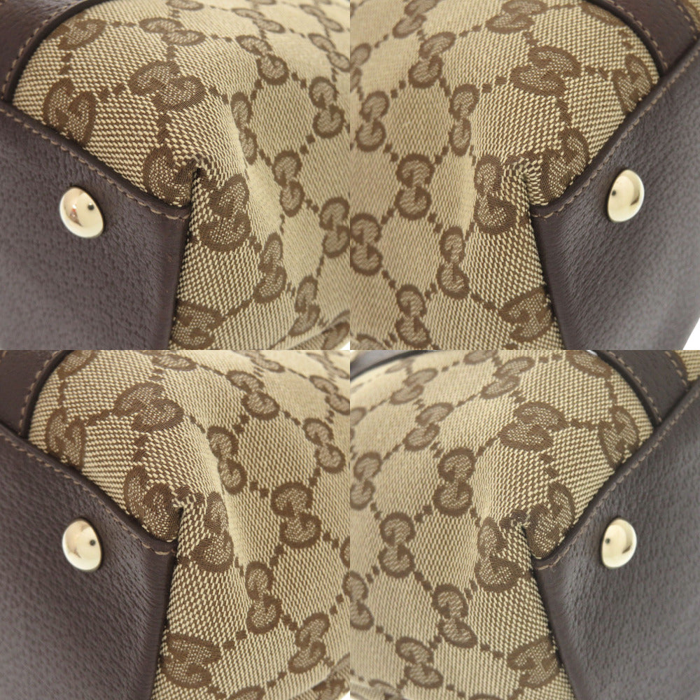 GUCCI Handbag 141470 02026 GG canvas, leather beige Women Used Authentic