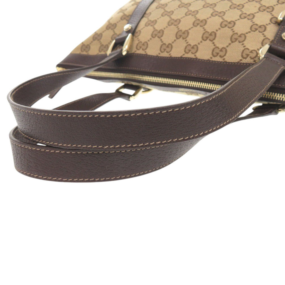 GUCCI Handbag 141470 02026 GG canvas, leather beige Women Used Authentic