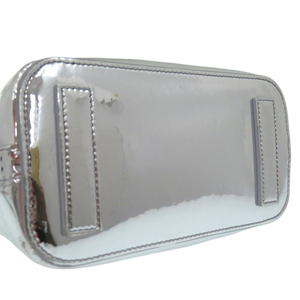 BALENCIAGA Handbag enamel Silver Neo basket Women Used Authentic